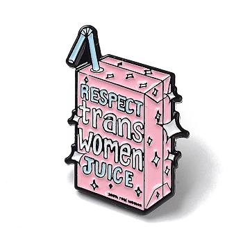 Enamel Pins, Black Alloy Brooches for Backpack Clothes, Word Respect Trans Women Juice, Box, 30x20x1.5mm