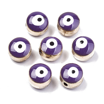 Alloy Enamel Beads, Evil Eye, Midnight Blue, 8x6~7mm, Hole: 1mm