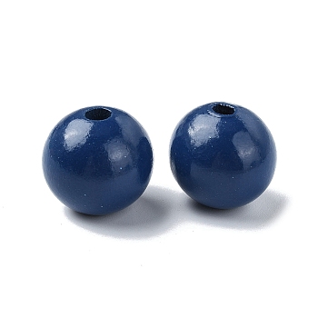 Wood Large Hole European Beads, Round, Dark Blue, 19~20x18mm, Hole: 4.2mm