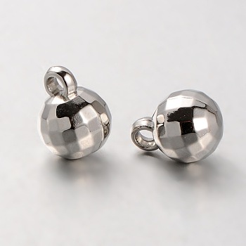 CCB Plastic Faceted Round Charms, Platinum, 14x10mm, Hole: 2.5mm