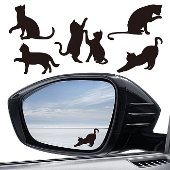 1Pc Waterproof PVC Electrostatic Stickers, with 1Pc Iridescent Paper Envelope, Cat Shape, 115x115x0.1mm, Sticker: 30~45x40~50mm