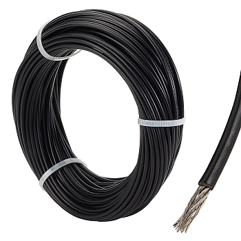 304 Stainless Steel Wire, with Plastic Coated, Black, 2.4mm, about 98.43 Feet(30m)/Roll