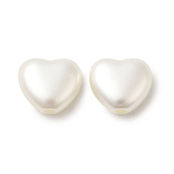 ABS Imitation Pearl Beads, Heart, Ghost White, 9.5x10.5x5mm, Hole: 1.8mm