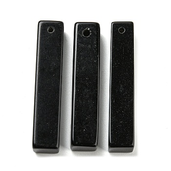 Natural Obsidian Pendants, Rectangle Charms, 38~41x7.5~8x7.5~8mm, Hole: 1.5mm