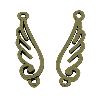 Wing Tibetan Style Alloy Links connectors, Cadmium Free & Nickel Free & Lead Free, Antique Bronze, 33x9x2mm, Hole: 2mm
