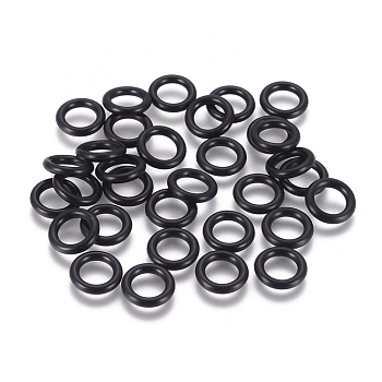 Rubber O Rings, Donut Spacer Beads, Fit European Clip Beads, Black, about 10mm in diameter, 1.9mm thick, 6.2mm inner diameter