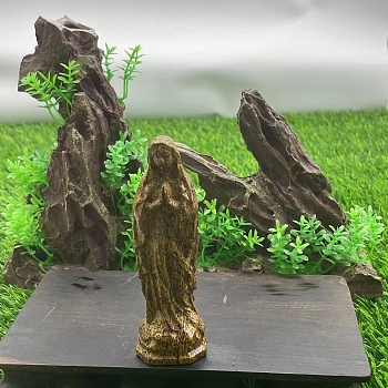 Natural Elephant Skin Jasper Carved Healing Virgin Mary Figurines, Reiki Energy Stone Display Decorations, 100mm