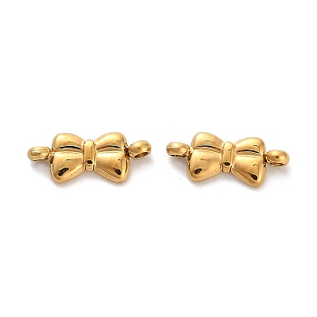 304 Stainless Steel Connector Charms, Ion Plating(IP), Bowknot, Real 14K Gold Plated, 4x10x1mm, Hole: 1mm