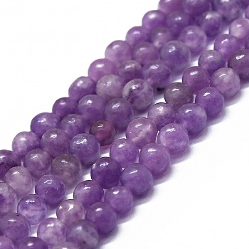 Natural Lepidolite/Purple Mica Stone Beads Strands, Round, 4mm, Hole: 0.7mm, about 87pcs/strand, 15.75 inch(40cm)