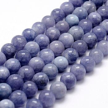 Natural White Jade Imitation Aquamarine Beads Strands, Round, Dyed, Medium Purple, 10mm, Hole: 1.2mm, about 37pcs/strand, 14.7 inch