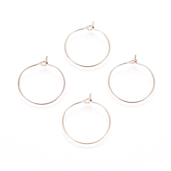Ion Plating(IP) 316L Surgical Stainless Steel Hoop Earring Findings, Wine Glass Charms Findings, Rose Gold, 20x0.7mm, 21 Gauge
