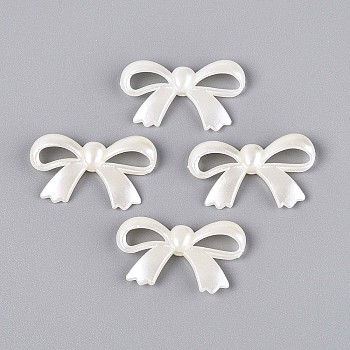 ABS Plastic Imitation Pearl Beads, Bowknot, Creamy White, 16.5x27x4.5mm, Hole: 1.8mm