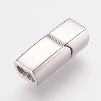 304 Stainless Steel Magnetic Clasps with Glue-in Ends, Stainless Steel Color, 20x8x6.5mm, Hole: 3x6mm
