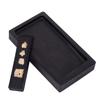 Elite 2Pcs 2 Styles Natural Stone Inkstone, for Grinding Ink, Rectangle, Black, 9.9~13.4x2.5~7.4x1~2cm, 1pc/style