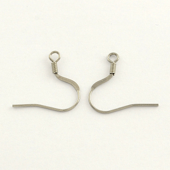 Tarnish Resistant 304 Stainless Steel French Earring Hooks, with Horizontal Loop, Flat Earring Hooks, Stainless Steel Color, 19x19x0.8mm, Hole: 2mm, 20 Gauge, Pin: 0.8mm