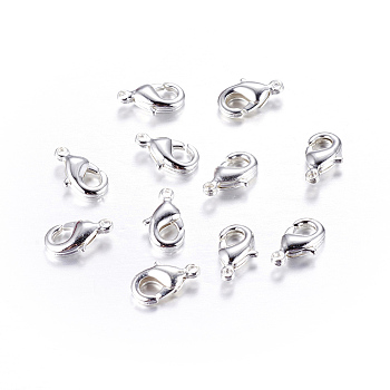 Brass Lobster Claw Clasps, Parrot Trigger Clasps, Cadmium Free & Nickel Free & Lead Free, Silver, 23x13x4mm, Hole: 3mm