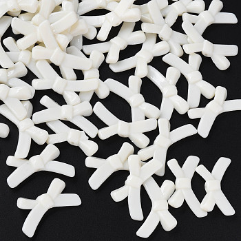 Opaque Acrylic Beads, Bowknot, Creamy White, 20x34x5.5mm, Hole: 1.8mm, about 435pcs/500g