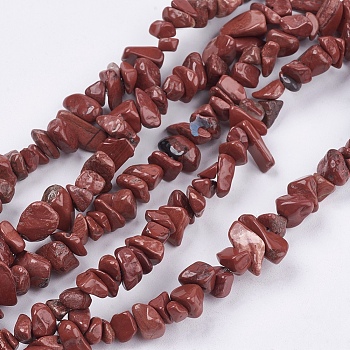 Natural Red Jasper Bead Strands, Chip, FireBrick, 4~10x4~6x2~4mm, Hole: 1mm, about 210pcs/strand, 35.4 inch