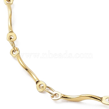 Ion Plating(IP) 304 Stainless Steel Wave Bar Link Chain Necklaces(NJEW-K249-17G)-2