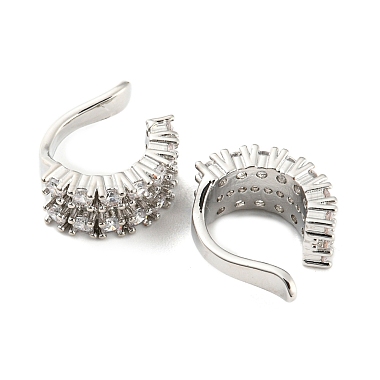 Brass Cubic Zirconia Cuff Earrings for Women(EJEW-K245-44P)-2