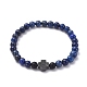 Natural Lapis Lazuli(Dyed) Beaded Stretch Bracelets(BJEW-JB05026-02)-1