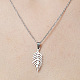 201 Stainless Steel Hollow Leaf Pendant Necklace(NJEW-OY001-66)-1