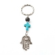 Natural Lava Rock Beads and Synthetic Turquoise beads Keychain(KEYC-JKC00267-03)-1