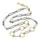 Two Tone Brass Rind and Rectangle Link Chain Necklaces(KK-C251-33GP)-1