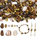 DIY Beads Findings Kits, including Gemstone & Glass & Shell Beads, Mixed Shapes, Mixed Color, 3~13x3~10x2~5mm, Hole: 0.7~2mm(DIY-YW0017-91)