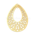 Ion Plating(IP) 304 Stainless Steel Pendant, Hollow, Teardrop Charm, Golden, 36x26x0.3mm, Hole: 1.4mm(X-STAS-H183-03G)
