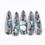 Synthetic Regalite/Imperial Jasper/Sea Sediment Jasper Pendants, Dyed Impression Jasper, Teardrop, Light Sky Blue, 45x12x4mm, Hole: 1.2mm(G-S366-006A)