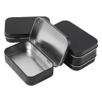 4Pcs Iron Jewelry Storage Boxes with Hinged Lid, for DIY Candles, Dry Storage, Spices, Tea, Candy, Party Favors, Rectangle, Black, 9.8x6.35x2.25cm(CON-SP0001-20A)