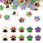 30Pcs 5 Colors Alloy Enamel Pendants, Paw Print Charms, Mixed Color, 17x16x1.3mm, Hole: 1.8mm, 6pcs/color(FIND-TA0006-07)