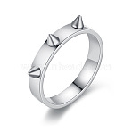 201 Stainless Steel Finger Rings, Hip-hop Style Rivets Ring, Stainless Steel Color, US Size 10(19.8mm)(FS-WG9177F-04)
