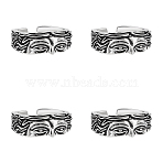 4Pcs Brass Cuff Open Rings for Men, Human Face Pattern, Antique Silver, Adjustable; 9mm(RJEW-UN0003-11AS)