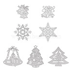 7Pcs 7 Styles 201 Christmas Stainless Steel Connectors Charms, Etched Metal Embellishments, Mixed Color, Non-Tarnish, Stainless Steel Color, 42.5~109.5x45~98x0.3mm, Hole: 1.7~11mm, 1pc/style(STAS-TA0005-48)