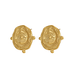 Oval 304 Stainless Steel Stud Earrings, Ion Plating(IP), Real 18K Gold Plated, 23x21mm(STAS-A26-02-02)