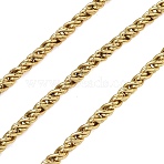 304 Stainless Steel Rope Chains, Ion Plating(IP), Unwelded, with Spool, Real 18K Gold Plated, 4mm(CHS-F025-08G)