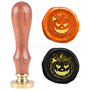 Halloween Wax Seal Stamp Set, Sealing Wax Stamp Solid Brass Head with Wood Handle, for Envelopes Invitations, Gift Card, Pumpkin, 83x22mm, Stamps: 25x14.5mm(AJEW-WH0208-1384)