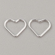 925 Sterling Silver Linking Rings, Heart, Silver, 6.5x8x0.6mm, Inner Diameter: 4x6.5mm(STER-WH0010-13S)