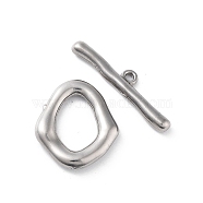 Non-Tarnish 304 Stainless Steel Toggle Clasps, Oval, Stainless Steel Color, 19.5x17x3mm, Bar: 6x27x2.5mm, Hole: 1.5mm(STAS-A092-04A-P)