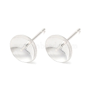 Brass Studs Earrings Finding, Lead Free & Cadmium Free, Round, 925 Sterling Silver Plated, 14x8mm, Pin: 12x1mm(KK-K383-01F-S)