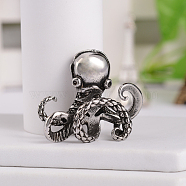 Retro 316 Surgical Stainless Steel Octopus Pendants, Antique Silver, 29.5x33.5x11.5mm, Hole: 4x3mm(STAS-E096-71AS)