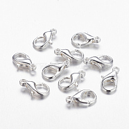 Zinc Alloy Lobster Claw Clasps, Cadmium Free & Nickel Free & Lead Free, Silver Color Plated, 14x8mm, Hole: 1.8mm(PALLOY-R042-303-S-NF)