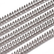 3.28 Feet Handmade 304 Stainless Steel Curb Chains, Twisted Chains, Unwelded, Faceted, Stainless Steel Color, 8x5.5x2.5mm, Wire: 1.2mm(X-STAS-F229-08-P)
