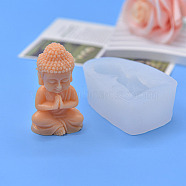 DIY Buddha Figurine Display Statue Silicone Molds, Portrait Sculpture Resin Casting Molds, for UV Resin, Epoxy Resin Craft Making, White, 75.5x48x25mm, Inner Diameter: 62x31x21mm(X-DIY-F135-01)