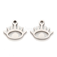 304 Stainless Steel Charms, Laser Cut, Eye, Stainless Steel Color, 8.5x9.5x1mm, Hole: 1.2mm(STAS-I151-03P)