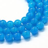Baking Painted Imitation Jade Glass Round Bead Strands, Dodger Blue, 6.5mm, Hole: 1.5mm, about 135~140pcs/strand, 31.8 inch(DGLA-Q021-6mm-13)