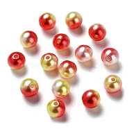 Rainbow ABS Plastic Imitation Pearl Beads, Gradient Mermaid Pearl Beads, Round, Red, 9.5~10x9mm, Hole: 1.6mm, about 1000pcs/500g(OACR-Q174-10mm-15)