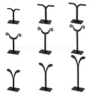 Black Pedestal Display Stand, Jewelry Display Rack, Earring Tree Stand, Black, 5.8~7x8.5~14.5cm, 3 Stands/Set, 1set(EDIS-FG0001-22)